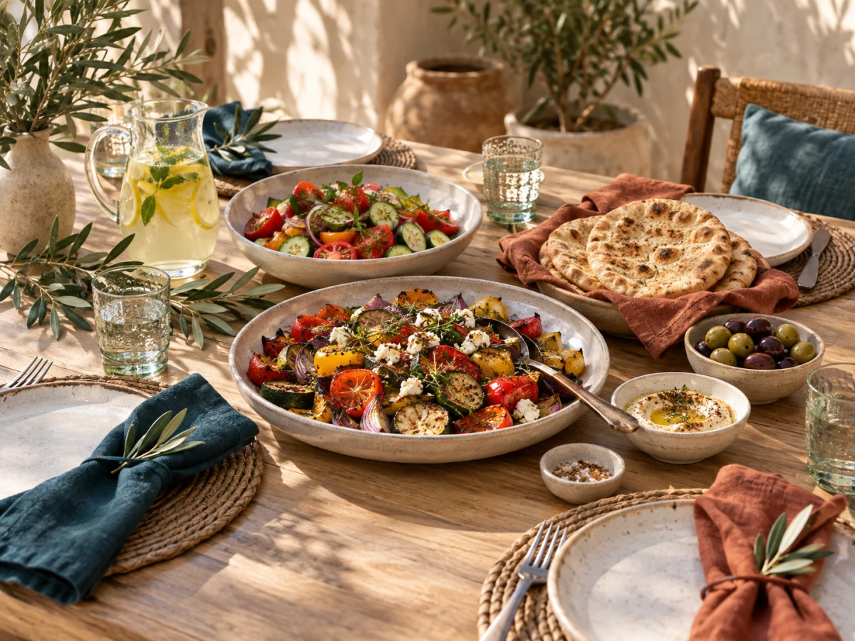 Des plats méditerranéens à partager autour d’une table conviviale